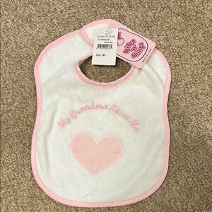 Nordstrom White and Pink Baby Bib
